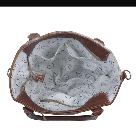 AZURE PATTERNED LEATHER & HAIRON SHOULDER BAG" - Picture 4 of 5